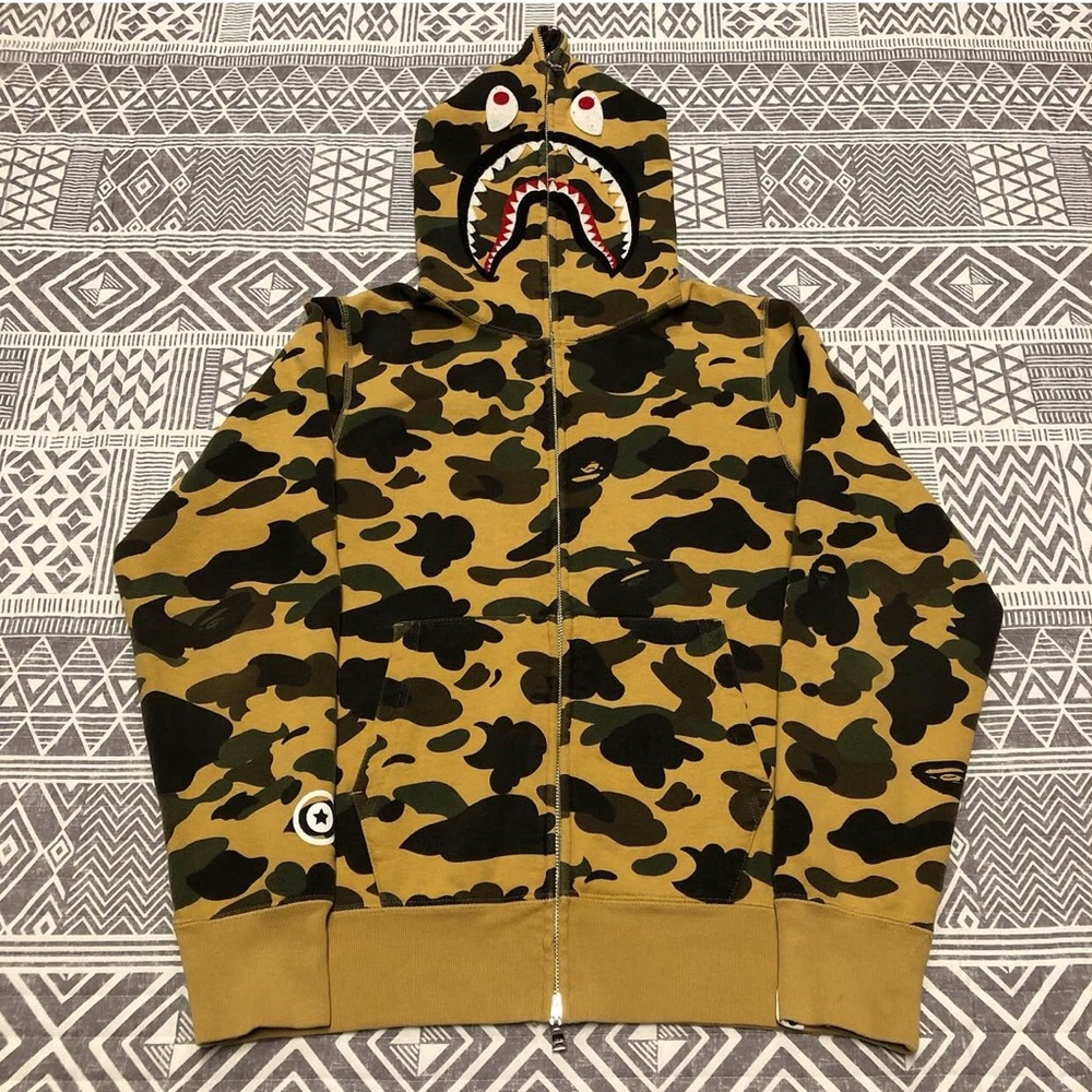 A Bathing Ape Bape 1st Camo Shark Full Zip Hoodie Size Small